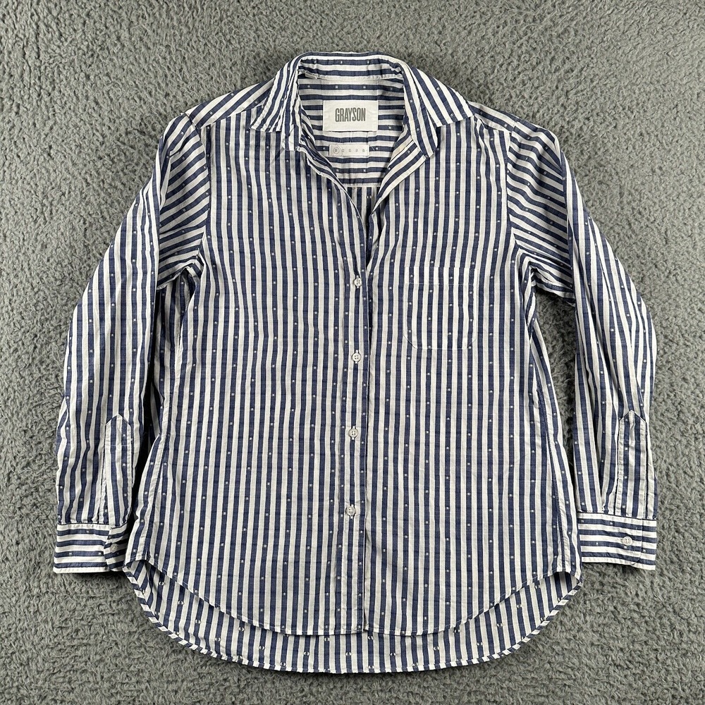 Grayson Shirt Woman's 01 Small Striped Button Up The Hero Cotton Lightweight